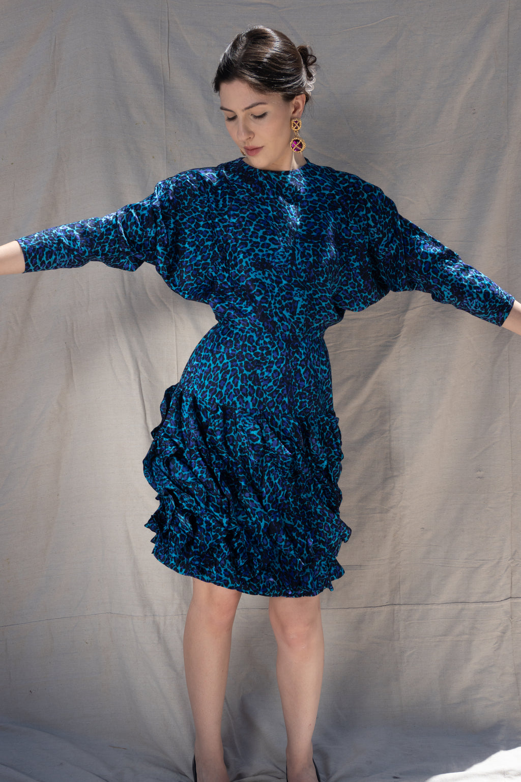 Aqua Silk Cheetah Dress