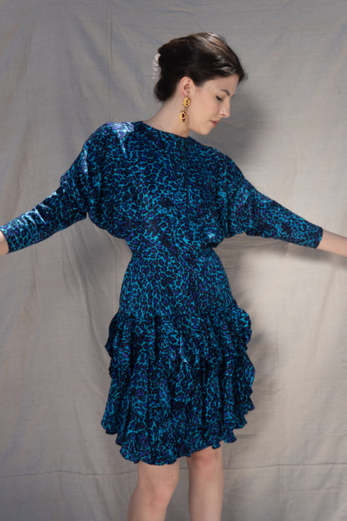 Aqua Silk Cheetah Dress