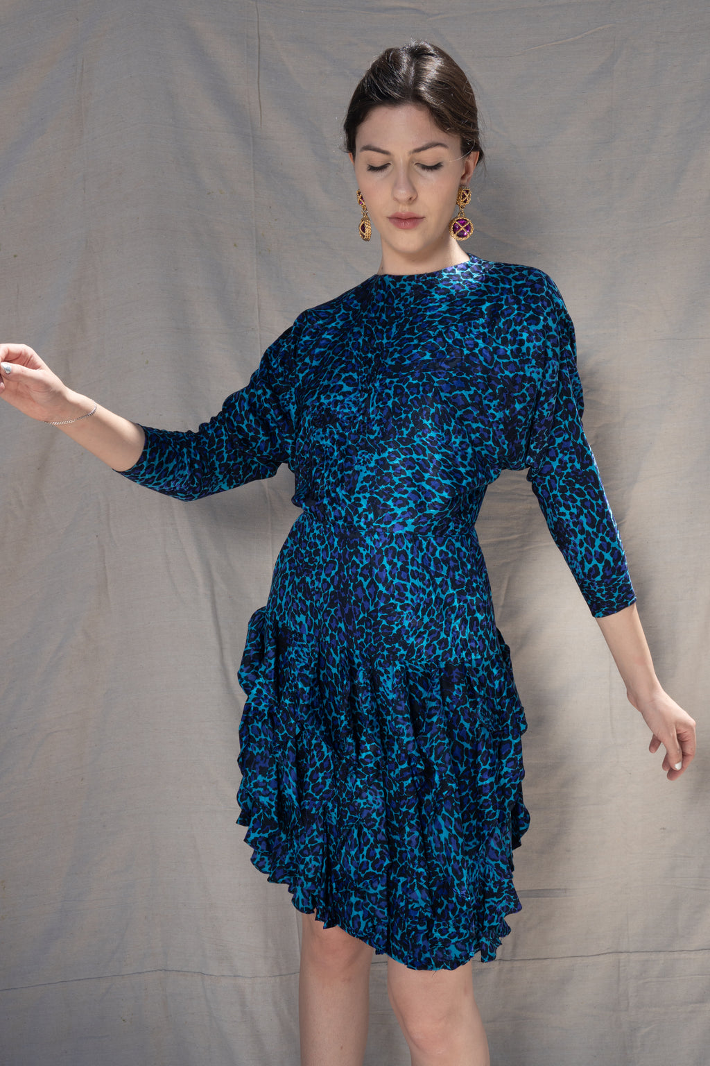 Aqua Silk Cheetah Dress