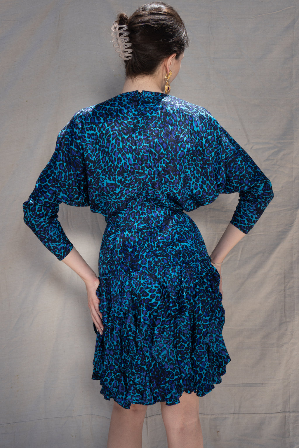 Aqua Silk Cheetah Dress