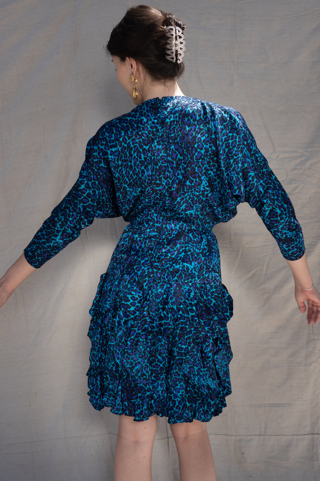 Aqua Silk Cheetah Dress